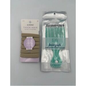 Gimme 6pc Thick Hair Bands Firm Hold Elastic And Conair Lift Hair Pick